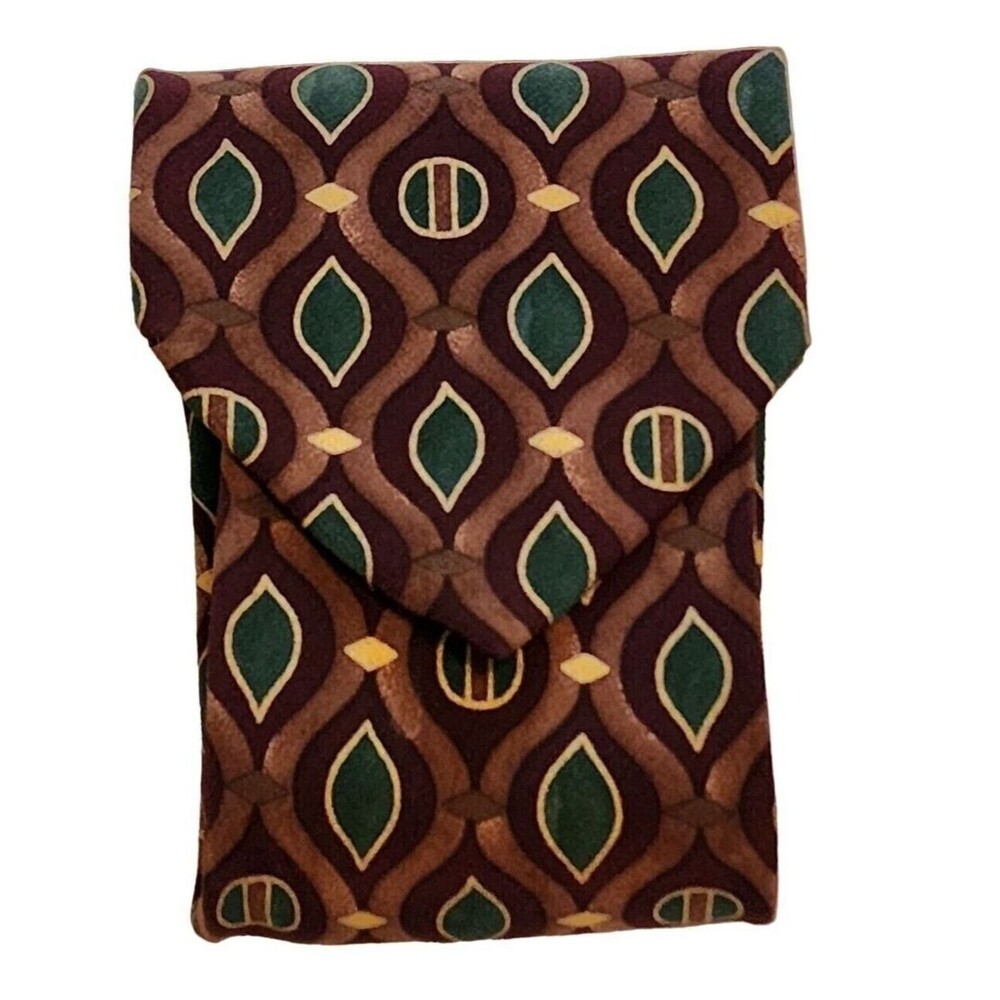 #6370 Brandini Le Collection Silk mens Necktie Olive green and Maroon